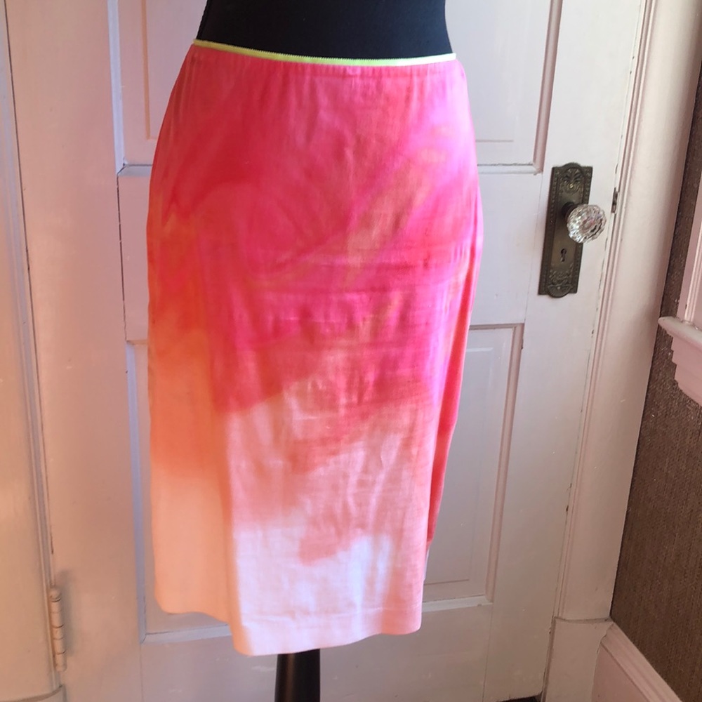 Elie Tahari knee length skirt in pink/orange ombré cotton size 10